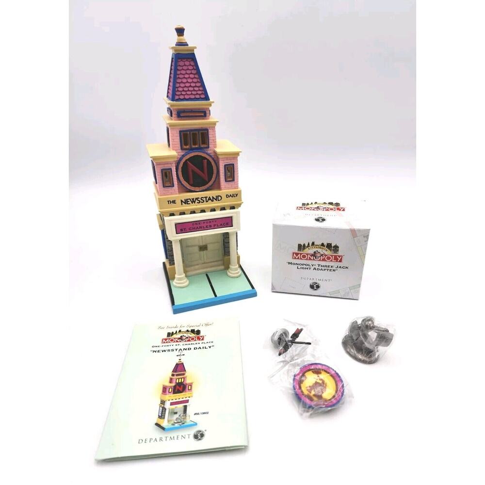 Dept 56 Monopoly One Forty St Charles Place Newsstand Daily New With Adapter